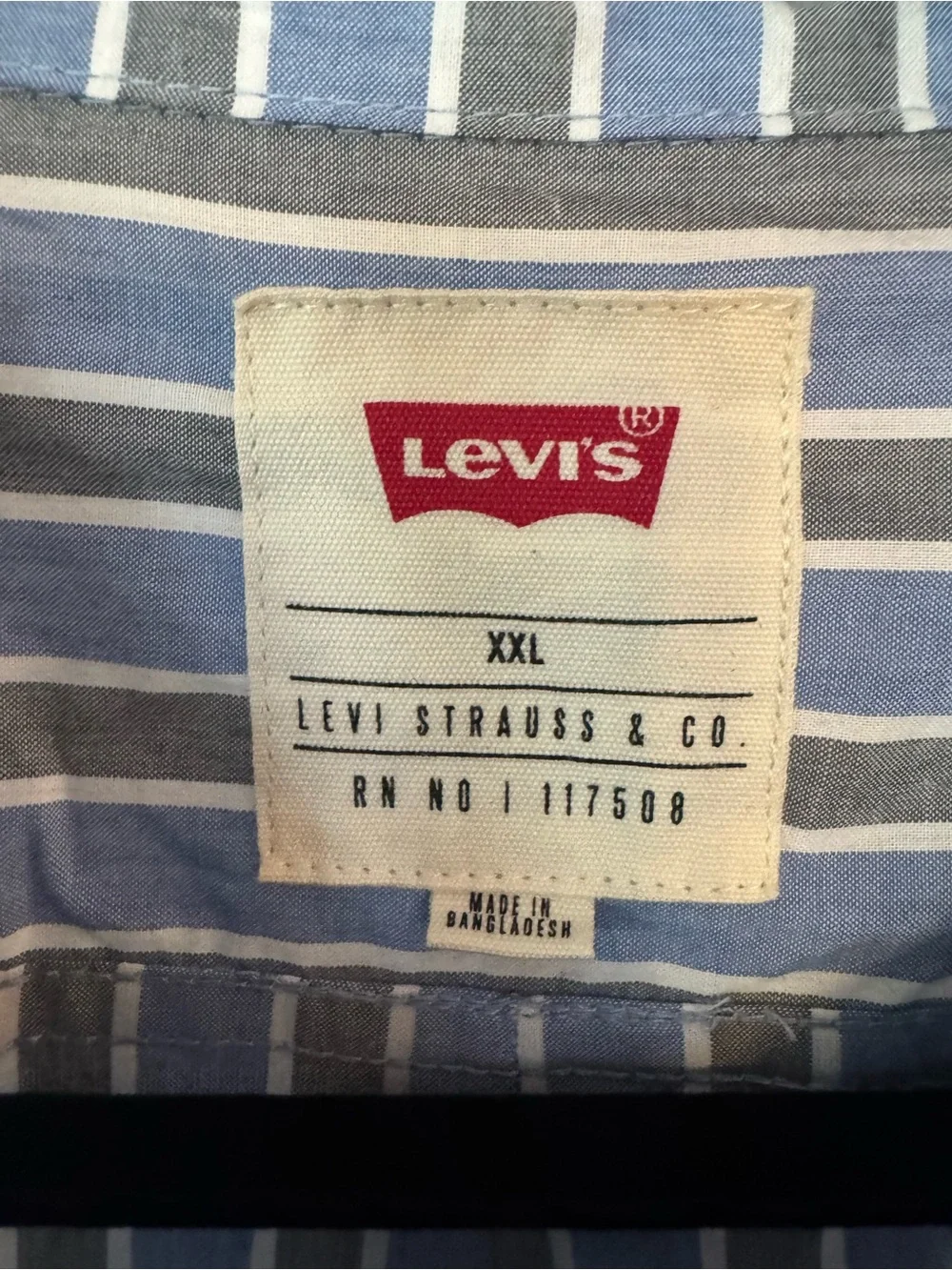 Levi's Men's Blue and White Vertical Stripe Button-Down Shirt